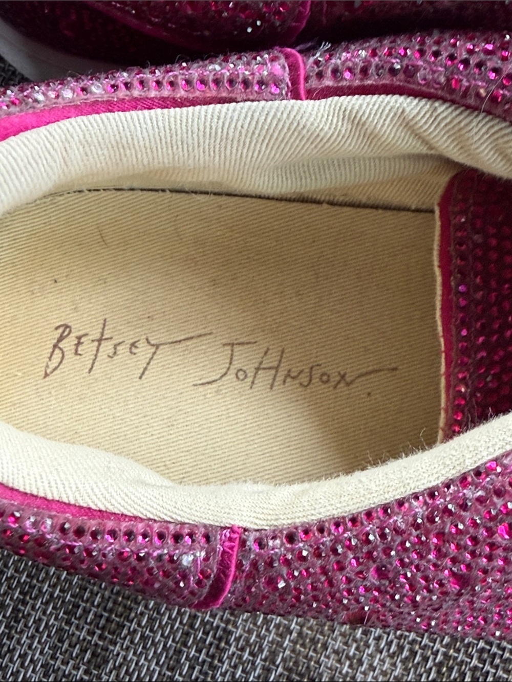 Betsey Johnson Sidny fuchsia Rhinestone/ crystal embellished Lace-Up Sneakers - Picture 4 of 8